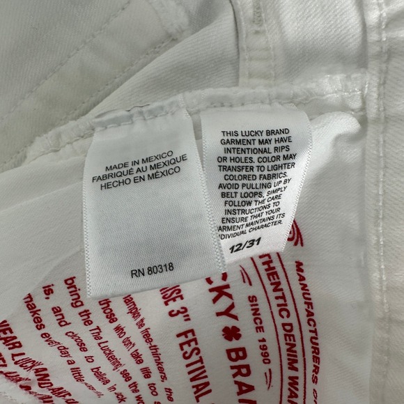 NEW Lucky Brand Shorts Womens 12/31 White Festival Mid Rise 3" Short Raw Hem NWT - Picture 6 of 11